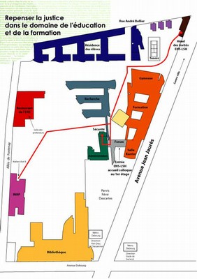 Plan d'accès au colloque "Repenser la justice dans le domaine de l'éducation et de la formation"